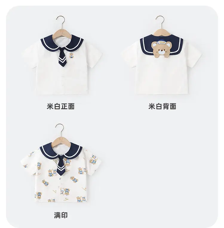 Girls Short Sleeve T-Shirt White Blue Kids Summer Wear — feature 12