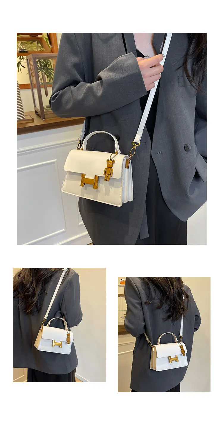 Women's Brown Leather Shoulder Crossbody Bag with Gold Clasp — feature 10