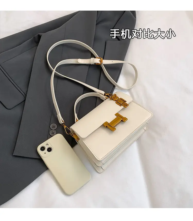 Women's Brown Leather Shoulder Crossbody Bag with Gold Clasp — feature 7