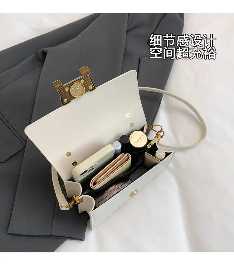 Women's Brown Leather Shoulder Crossbody Bag with Gold Clasp — feature 8
