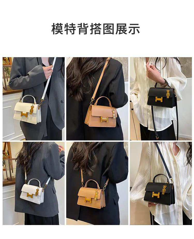 Women's Brown Leather Shoulder Crossbody Bag with Gold Clasp — feature 9