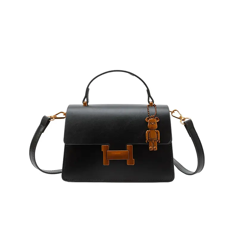 Women's Brown Leather Shoulder Crossbody Bag with Gold Clasp - Image 3
