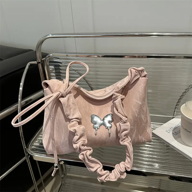 Silver Ruffled Shoulder Crossbody Bag for Women - Image 7