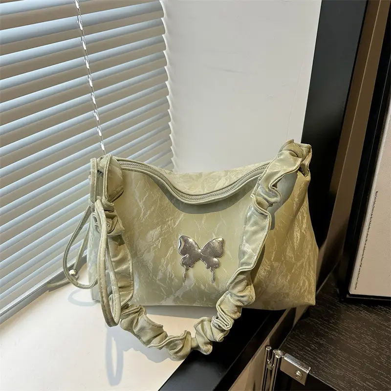 Silver Ruffled Shoulder Crossbody Bag for Women - Image 9