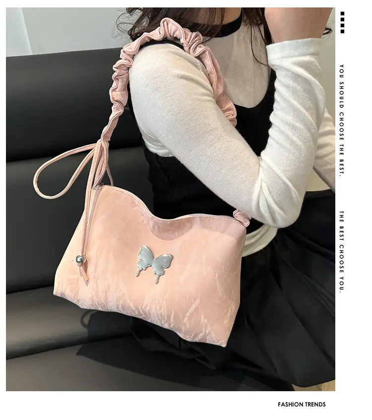 Silver Ruffled Shoulder Crossbody Bag for Women — feature 1