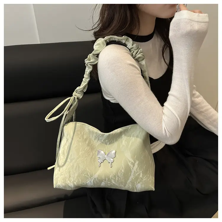 Silver Ruffled Shoulder Crossbody Bag for Women — feature 10