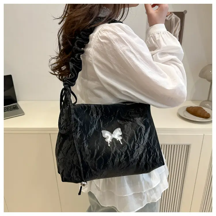 Silver Ruffled Shoulder Crossbody Bag for Women — feature 12