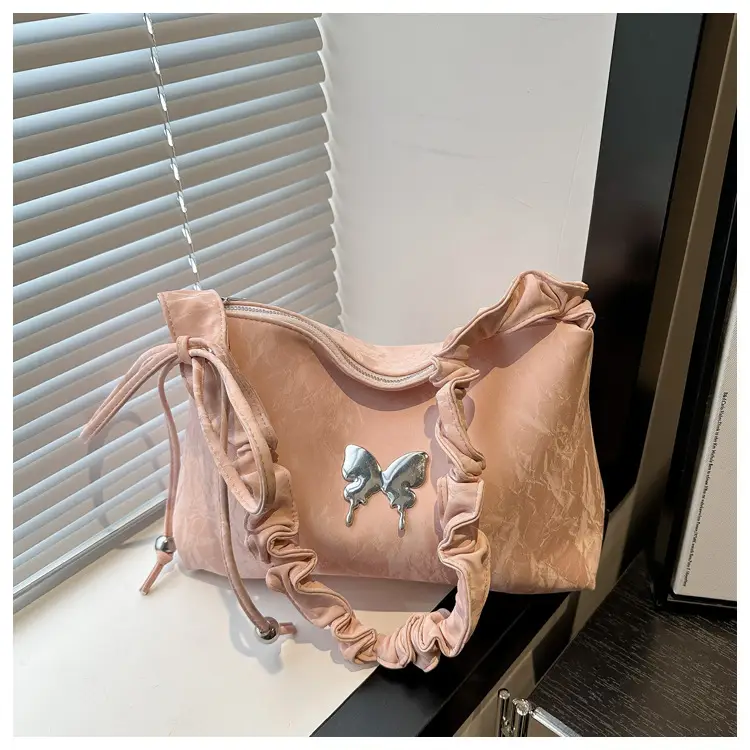 Silver Ruffled Shoulder Crossbody Bag for Women — feature 14