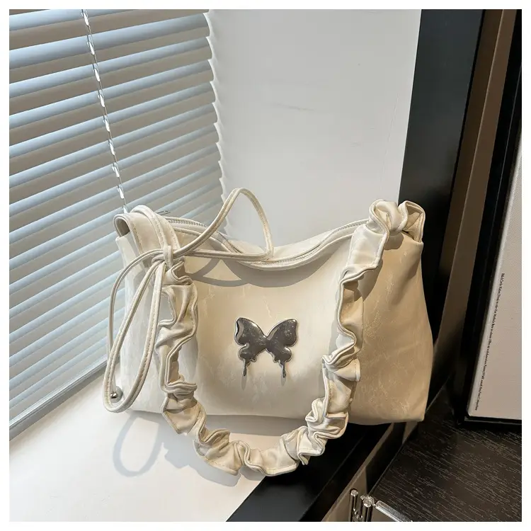 Silver Ruffled Shoulder Crossbody Bag for Women — feature 15