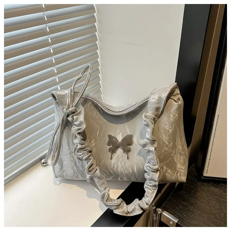 Silver Ruffled Shoulder Crossbody Bag for Women — feature 16
