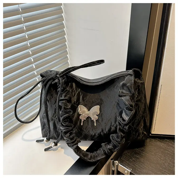 Silver Ruffled Shoulder Crossbody Bag for Women — feature 17