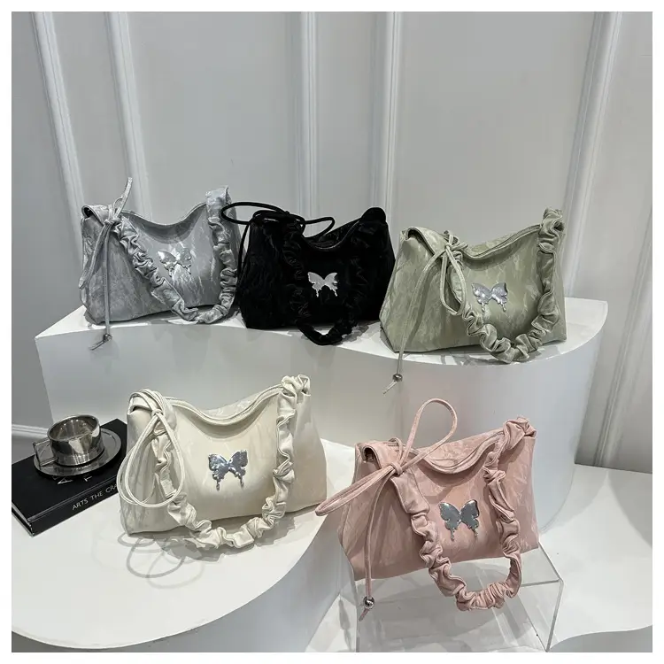 Silver Ruffled Shoulder Crossbody Bag for Women — feature 19