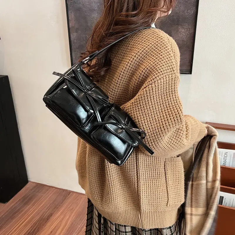 Red Bow PU Leather Crossbody Bag for Women - Image 7