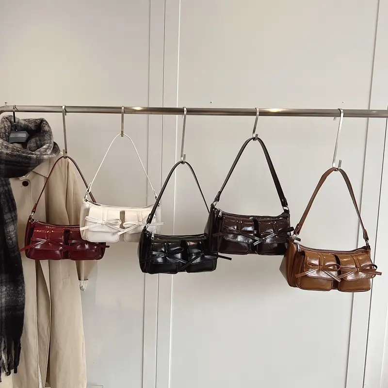 Red Bow PU Leather Crossbody Bag for Women - Image 9
