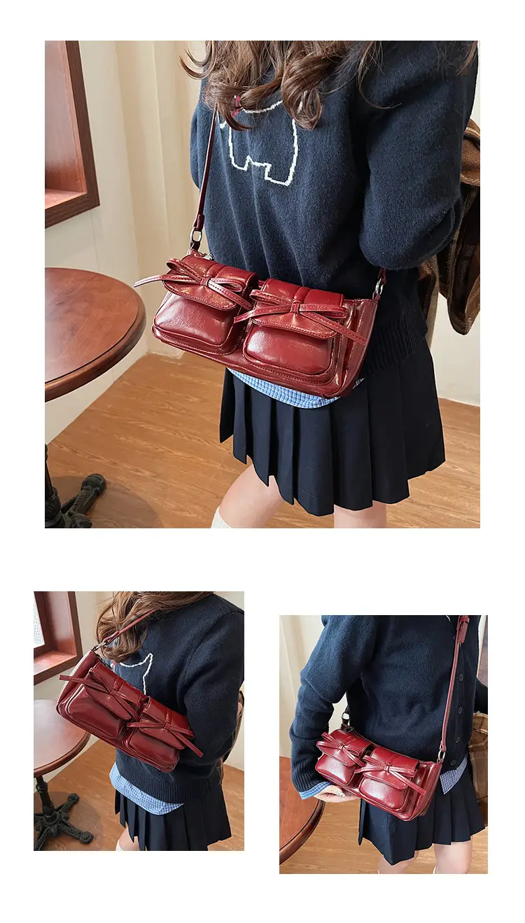 Red Bow PU Leather Crossbody Bag for Women — feature 14