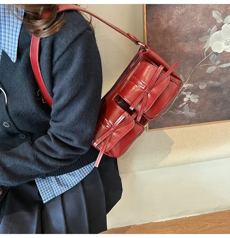 Red Bow PU Leather Crossbody Bag for Women — feature 37