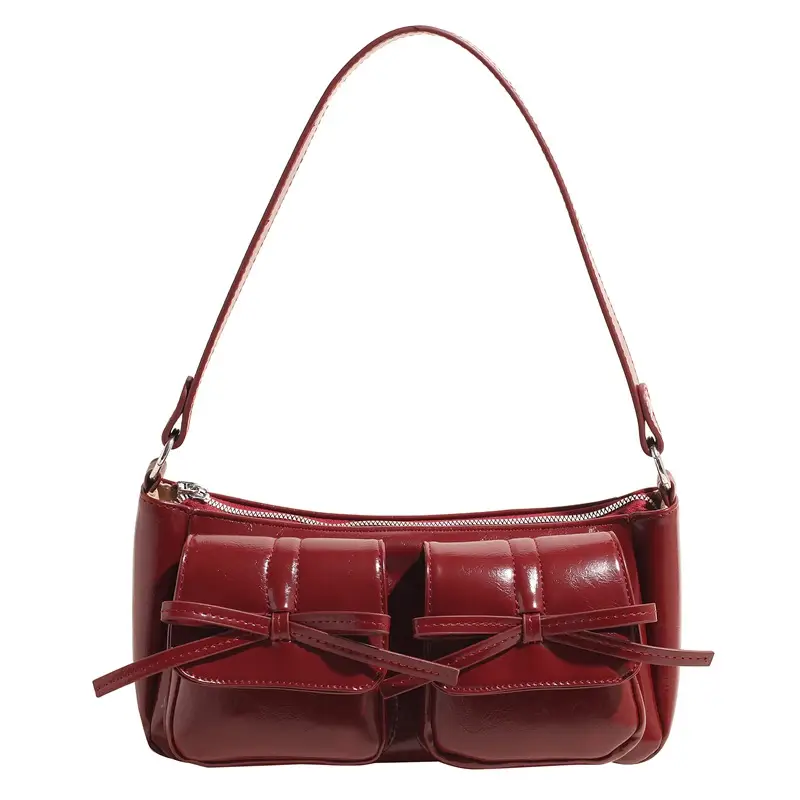 Red Bow PU Leather Crossbody Bag for Women - Image 3