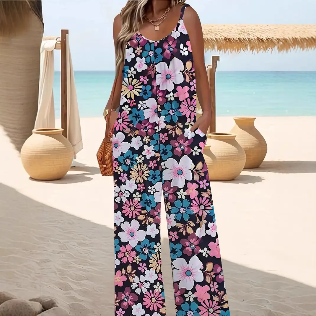 2025 Floral Plus Size Suspenders Jumpsuit Set - Image 12