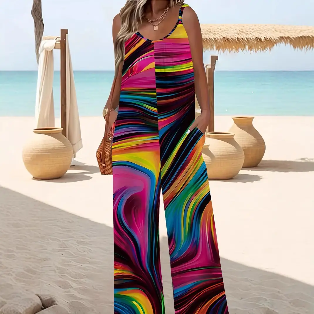 2025 Floral Plus Size Suspenders Jumpsuit Set - Image 13