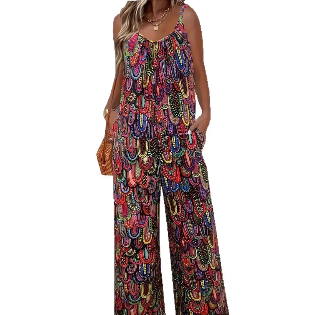 2025 Floral Plus Size Suspenders Jumpsuit Set - Image 14