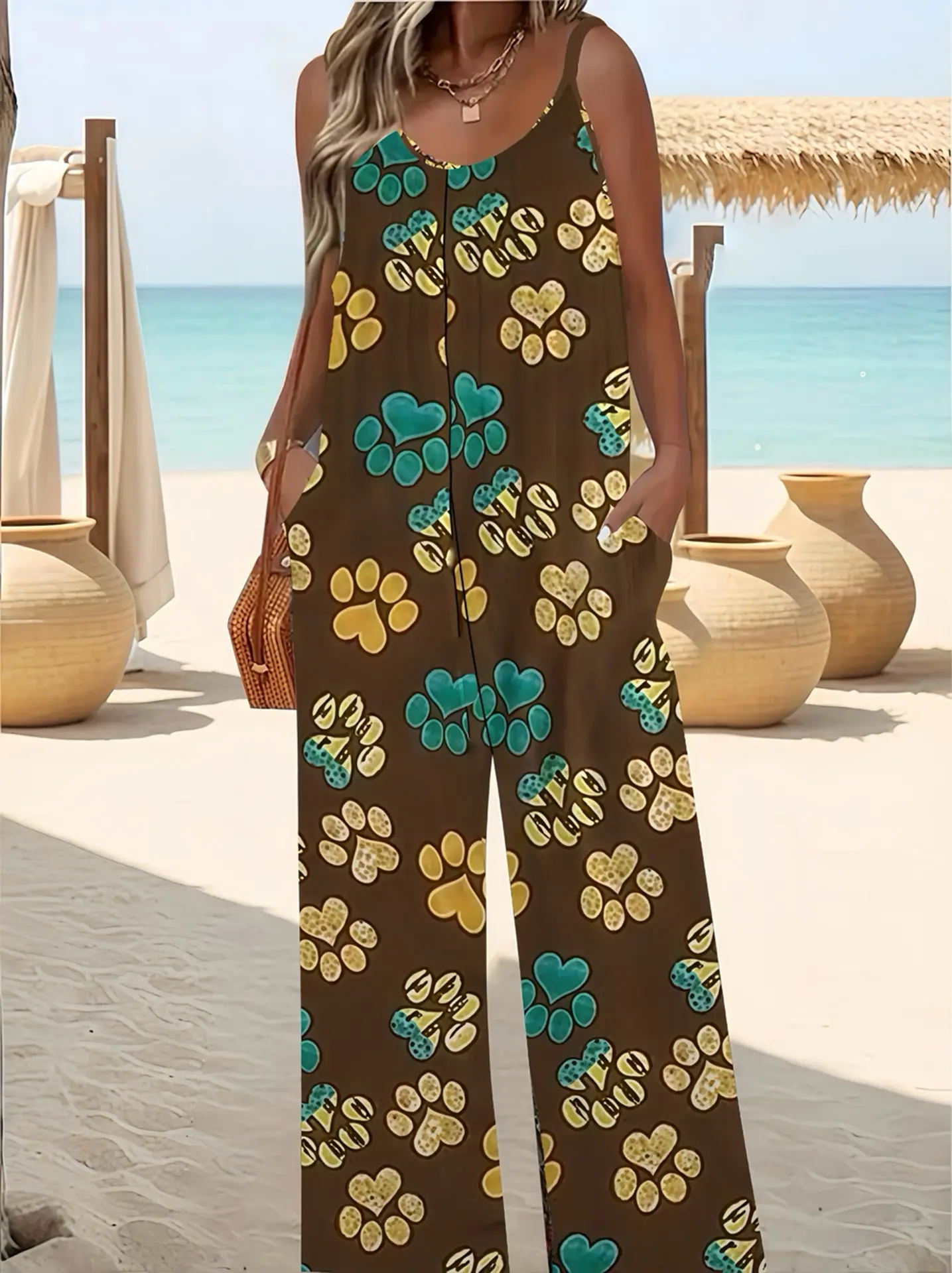 2025 Floral Plus Size Suspenders Jumpsuit Set — feature 6