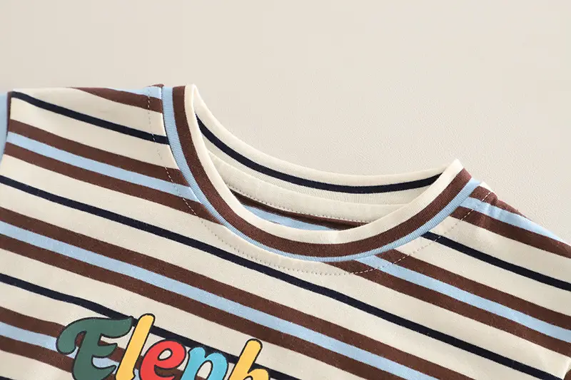 Boys Cartoon Striped T-Shirt Shorts Set — feature 1