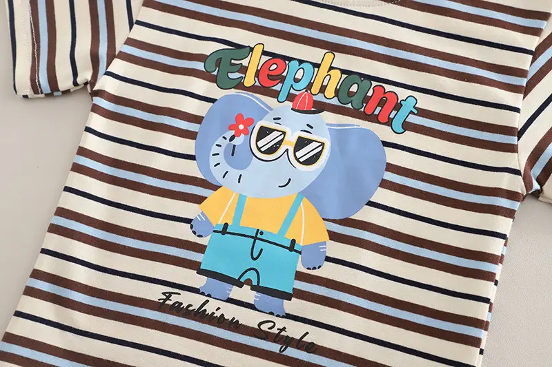Boys Cartoon Striped T-Shirt Shorts Set — feature 2