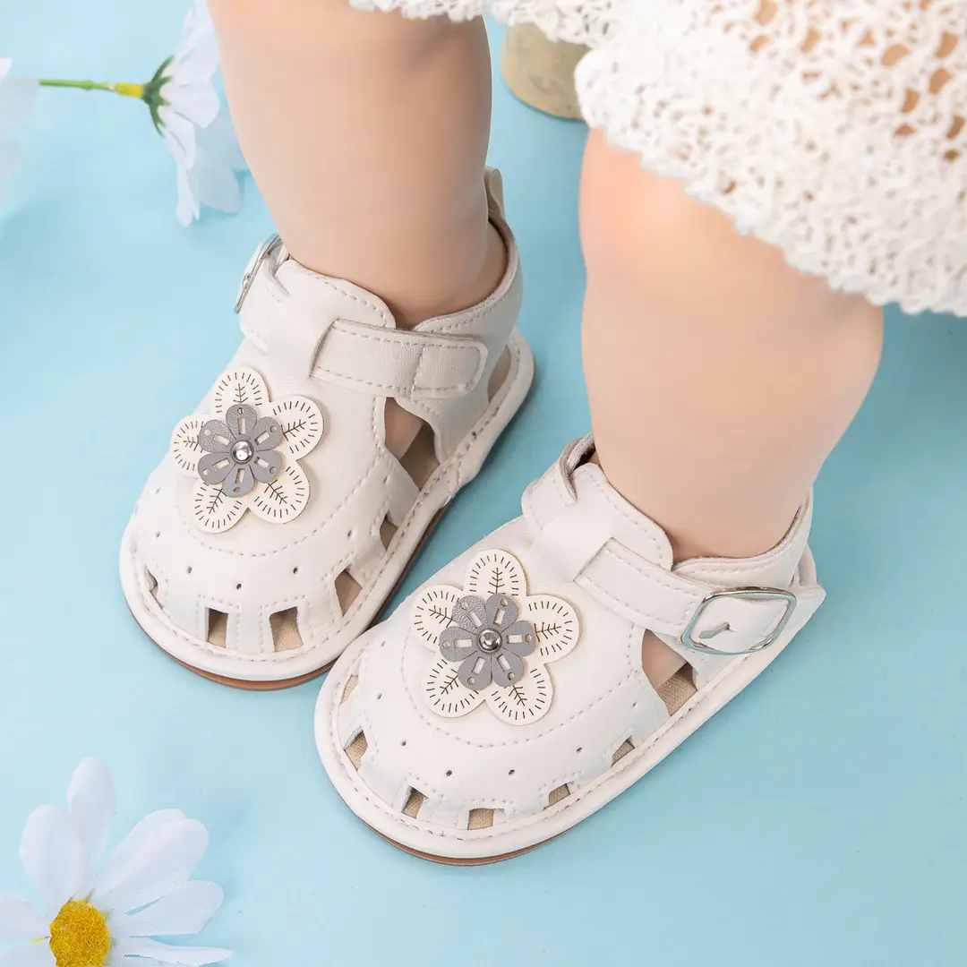 Cross-border New Baby Girl Sandals 2025 Summer Baby Toddler Shoes Cute Flower Solid Color Soft Bottom Baby Shoes — feature 10
