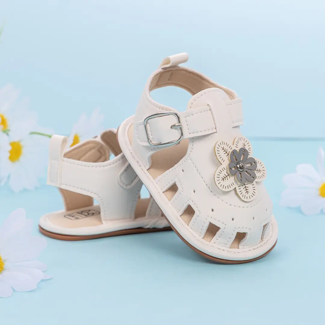 Cross-border New Baby Girl Sandals 2025 Summer Baby Toddler Shoes Cute Flower Solid Color Soft Bottom Baby Shoes — feature 11