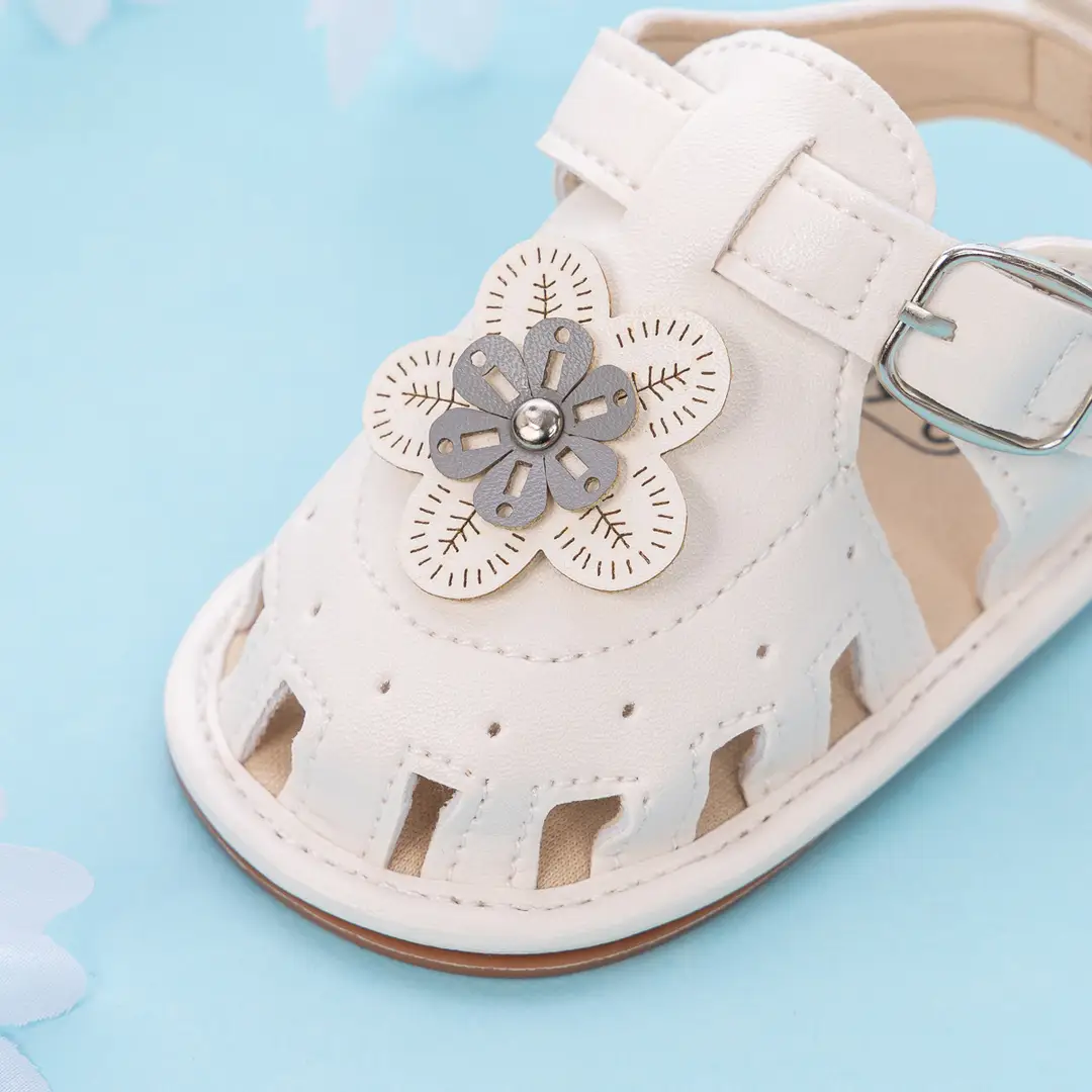 Cross-border New Baby Girl Sandals 2025 Summer Baby Toddler Shoes Cute Flower Solid Color Soft Bottom Baby Shoes — feature 12