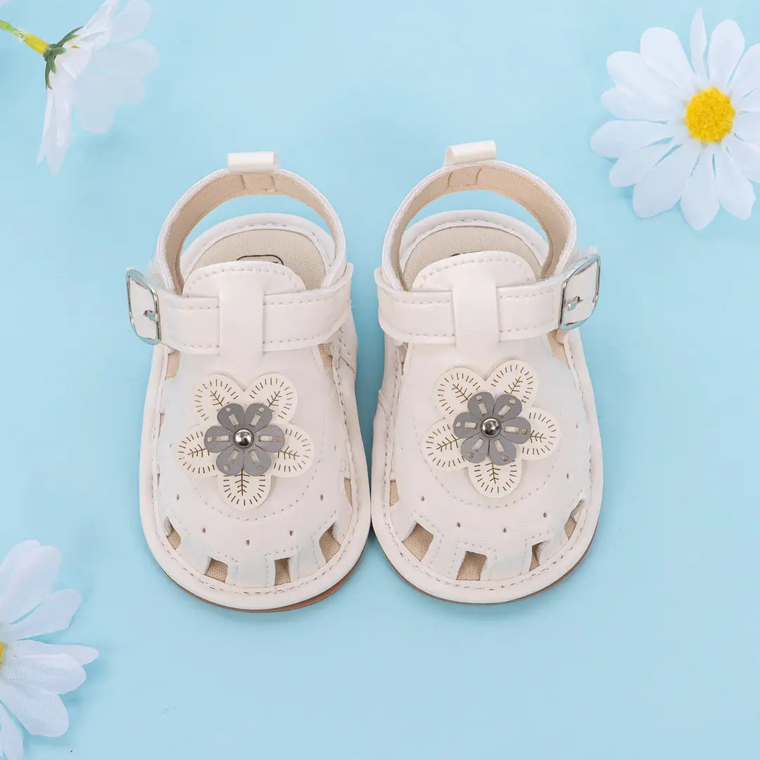 Cross-border New Baby Girl Sandals 2025 Summer Baby Toddler Shoes Cute Flower Solid Color Soft Bottom Baby Shoes — feature 13
