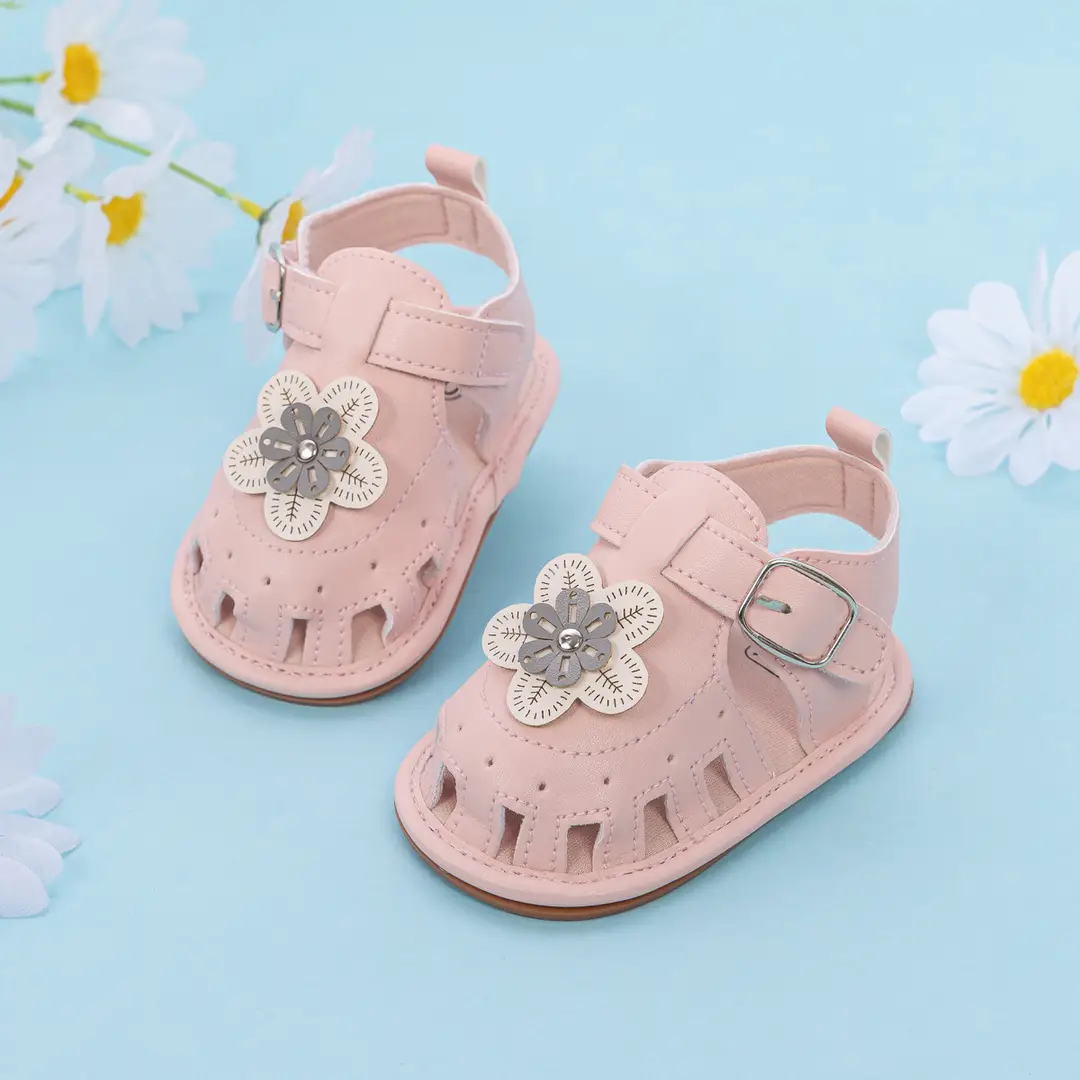 Cross-border New Baby Girl Sandals 2025 Summer Baby Toddler Shoes Cute Flower Solid Color Soft Bottom Baby Shoes — feature 6