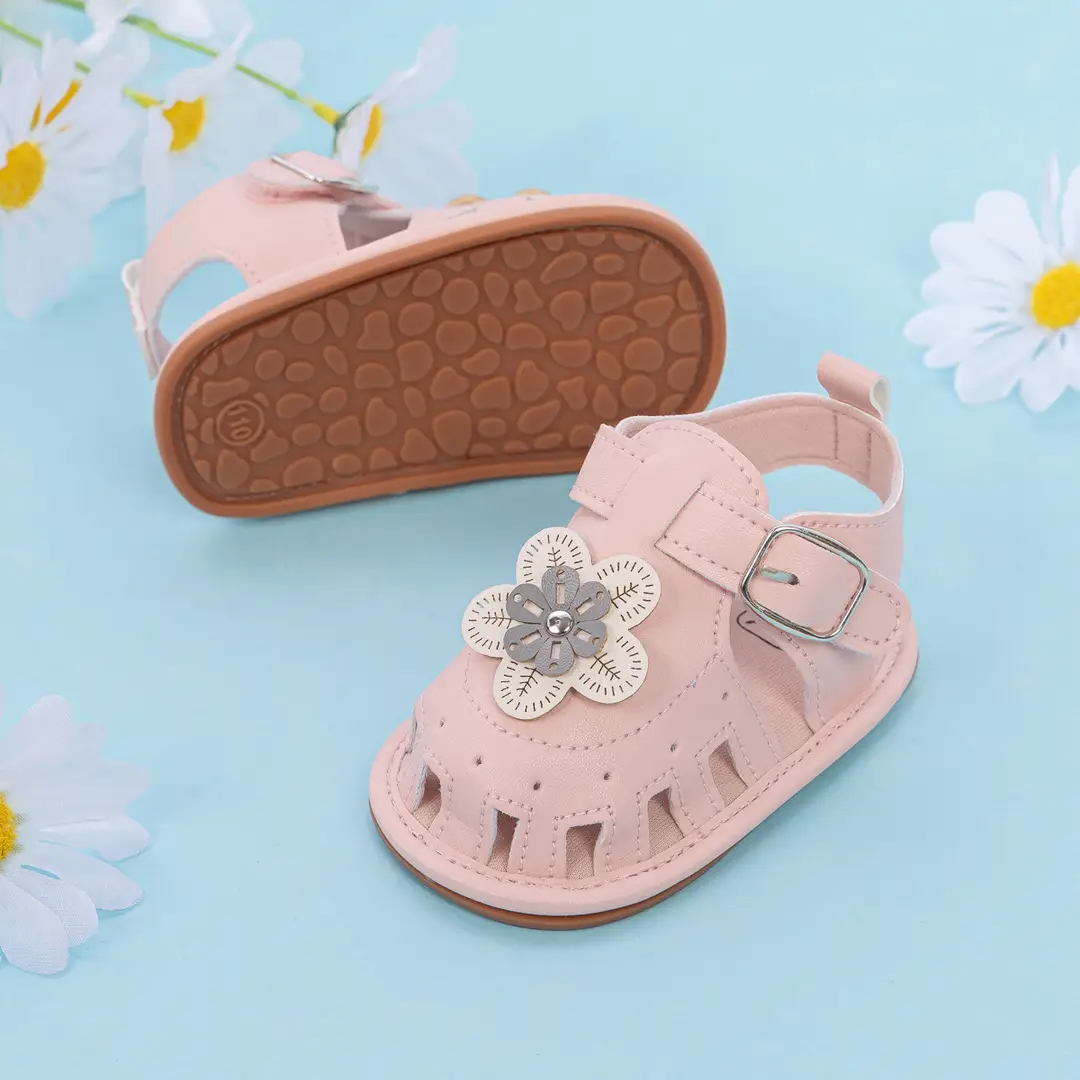 Cross-border New Baby Girl Sandals 2025 Summer Baby Toddler Shoes Cute Flower Solid Color Soft Bottom Baby Shoes — feature 8