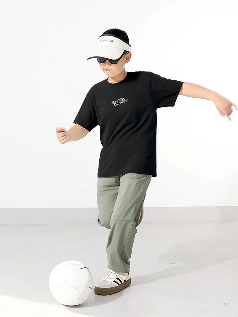 Children's White Graphic T-Shirt with Cap & Shorts Set - Image 7