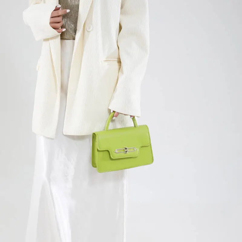 Pink PU Shoulder Bag with Lock Closure for Women