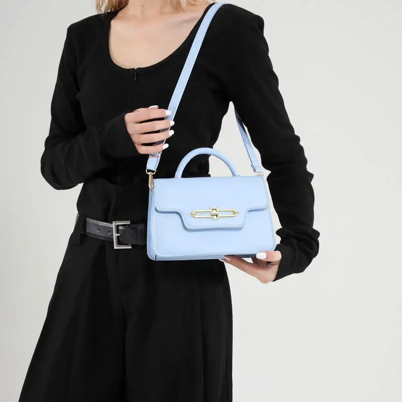 Pink PU Shoulder Bag with Lock Closure for Women