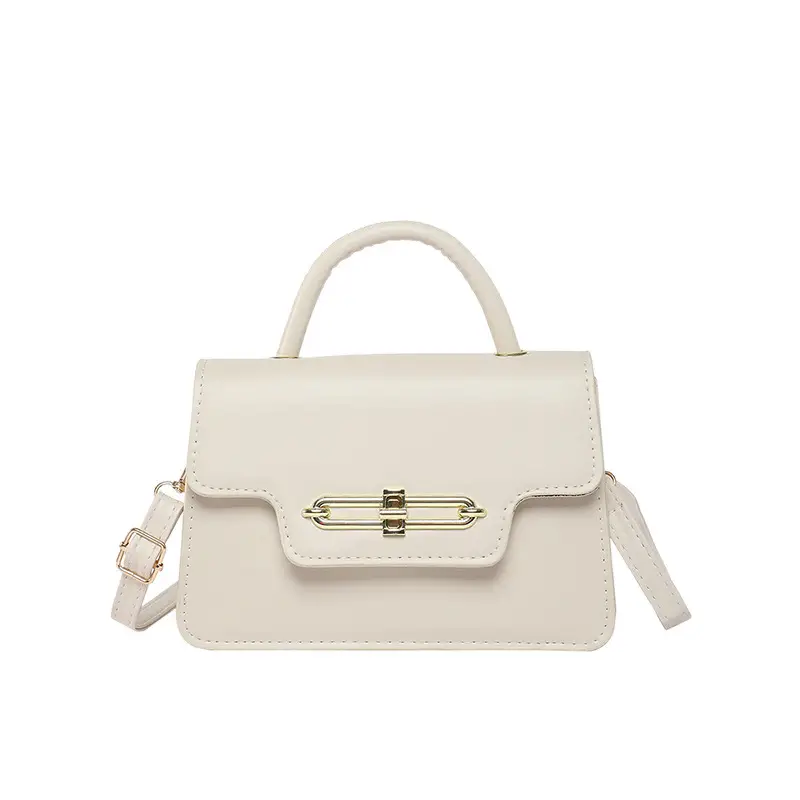 Pink PU Shoulder Bag with Lock Closure for Women