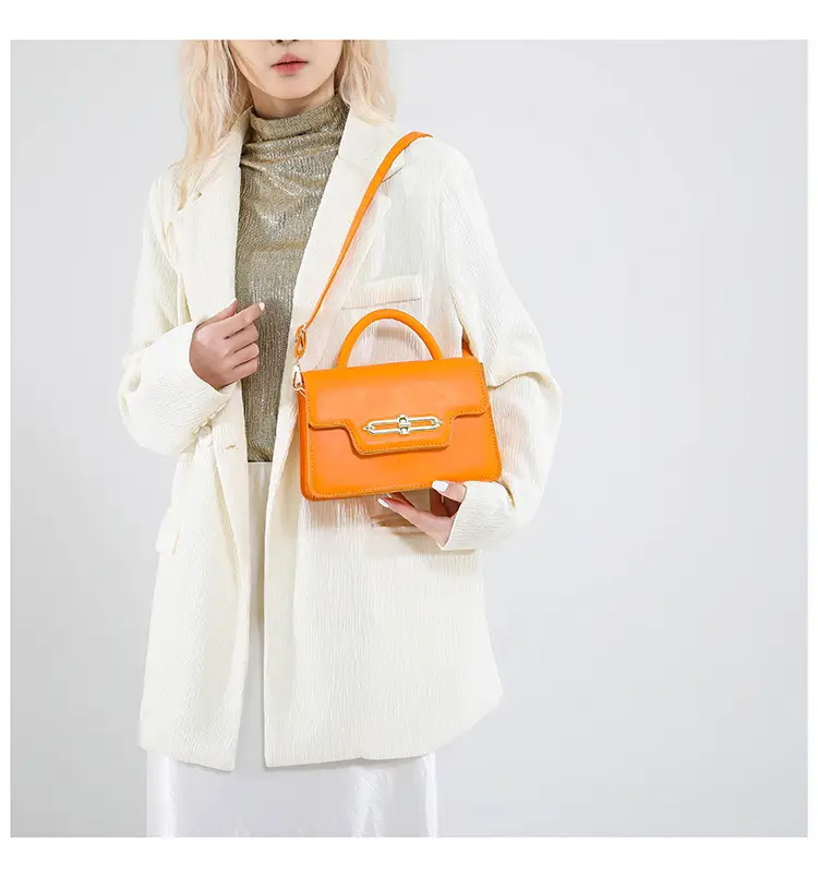 Pink PU Shoulder Bag with Lock Closure for Women — feature 18