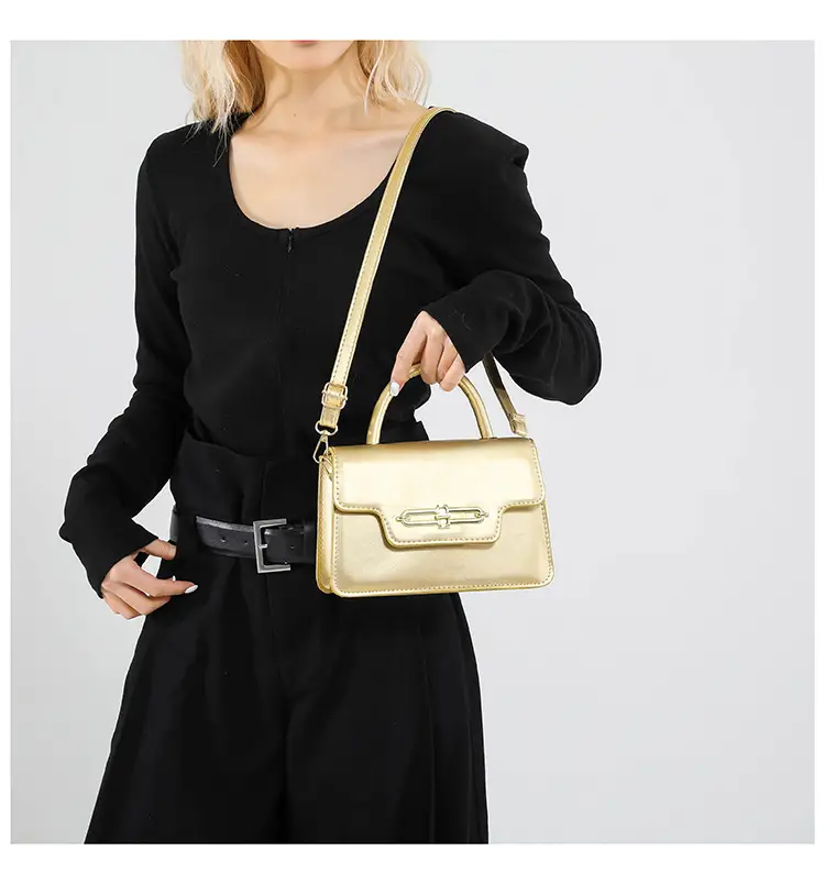 Pink PU Shoulder Bag with Lock Closure for Women — feature 21