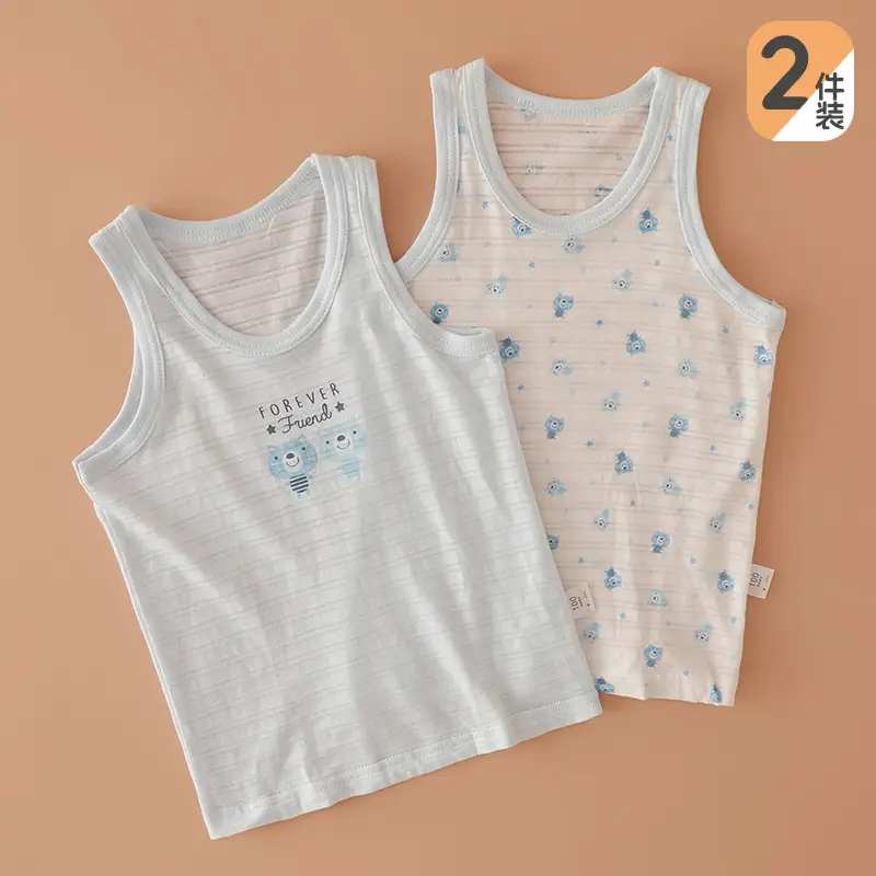 Children's Sleeveless T-Shirt Pure Cotton Summer Girls Boys - Image 10