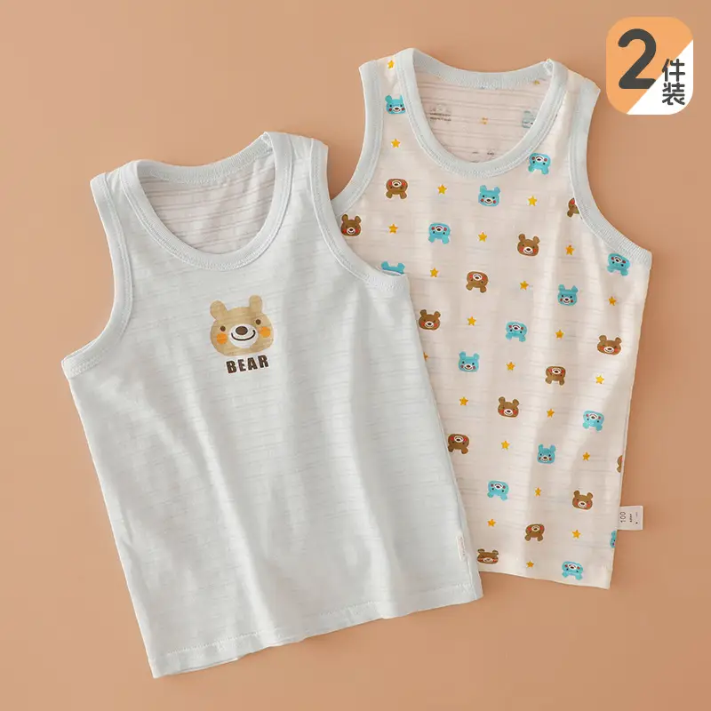 Children's Sleeveless T-Shirt Pure Cotton Summer Girls Boys - Image 5