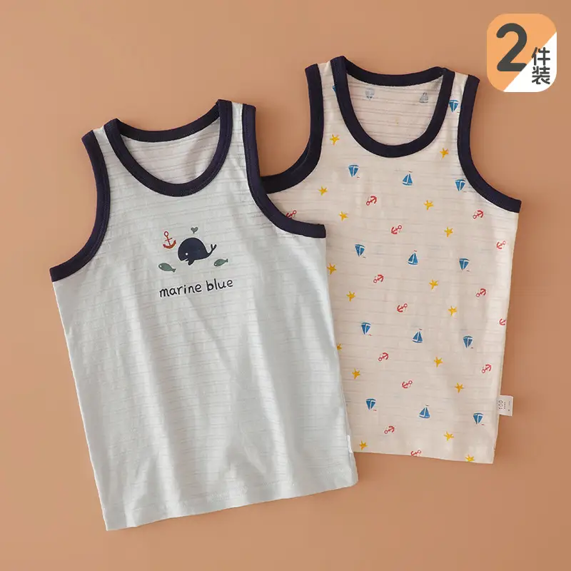 Children's Sleeveless T-Shirt Pure Cotton Summer Girls Boys - Image 7
