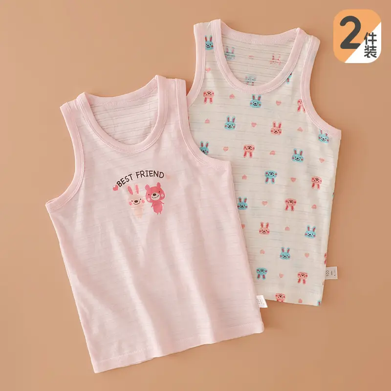 Children's Sleeveless T-Shirt Pure Cotton Summer Girls Boys - Image 9