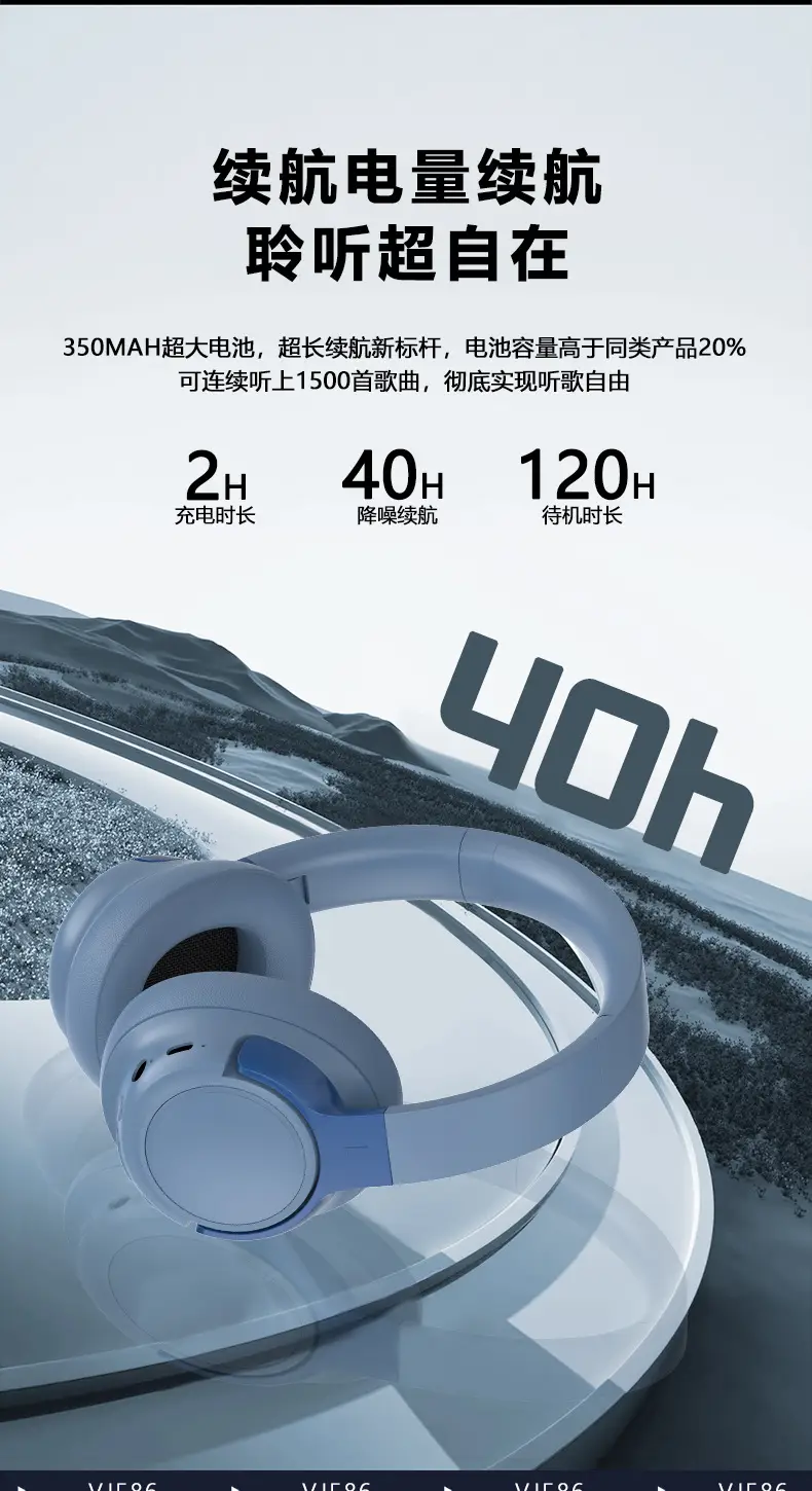 Bluetooth ANC Headset White Long Lasting Wireless — feature 10