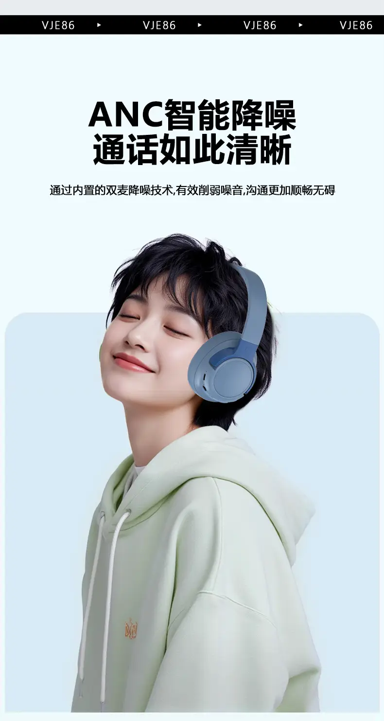 Bluetooth ANC Headset White Long Lasting Wireless — feature 13