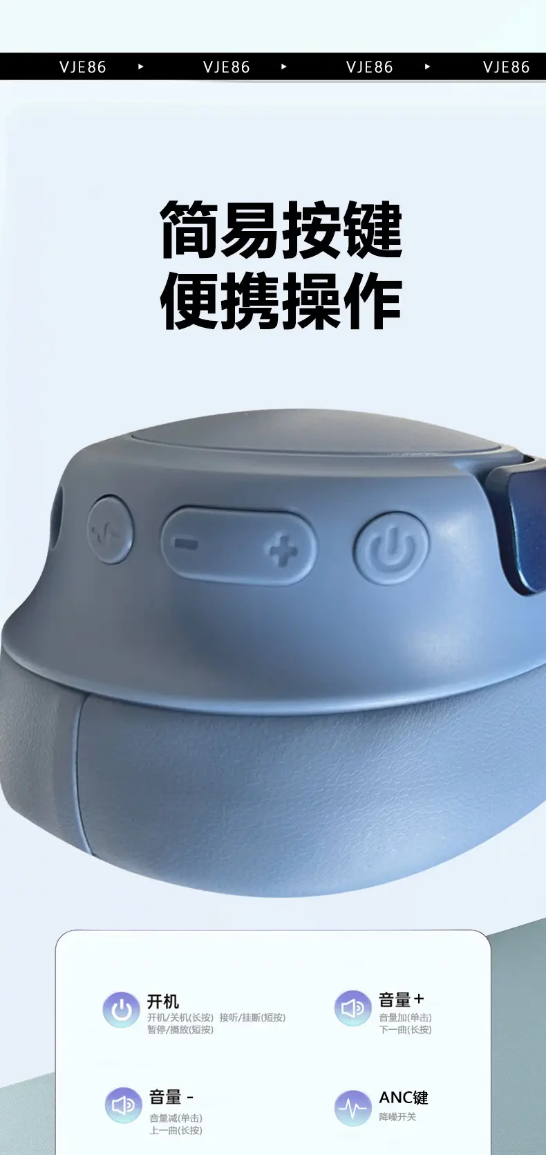 Bluetooth ANC Headset White Long Lasting Wireless — feature 14