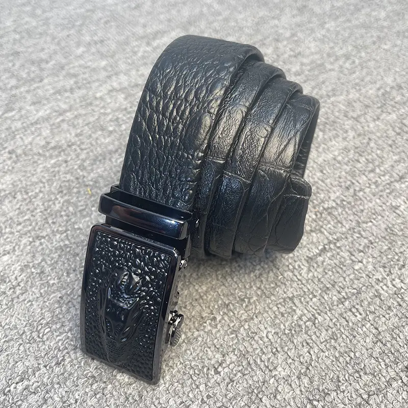 Men's Genuine Leather Croc Head Buckle Belt - Image 4