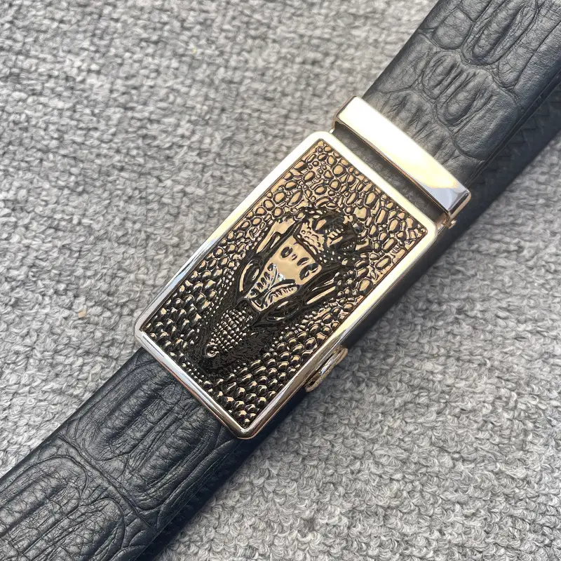 Men's Genuine Leather Croc Head Buckle Belt — feature 2