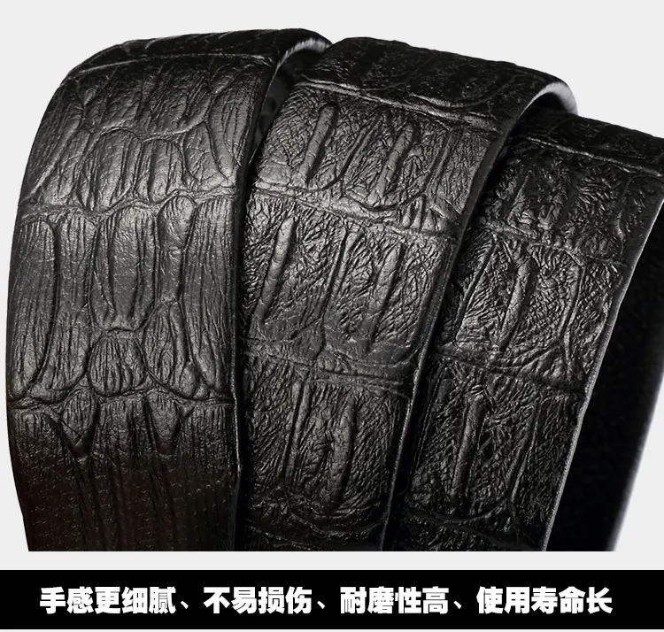 Men's Genuine Leather Croc Head Buckle Belt — feature 8