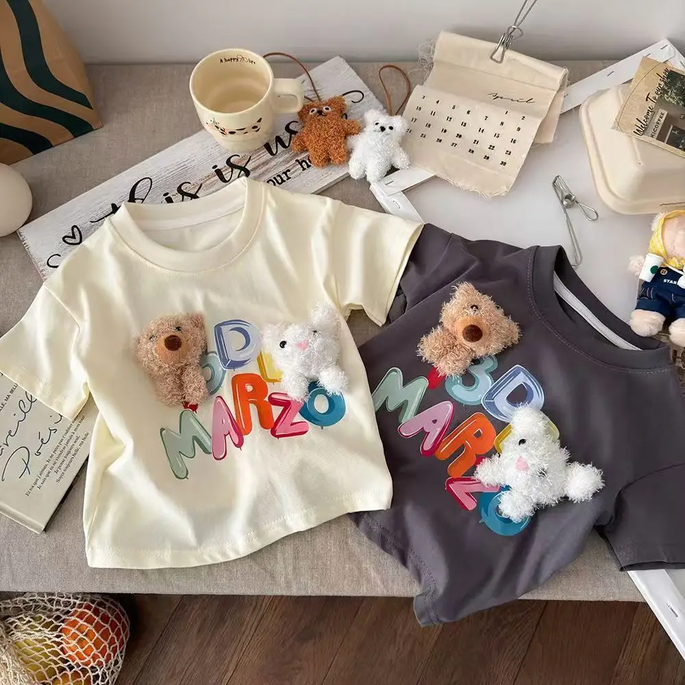 New Baby Boys Cotton Cartoon T-Shirt Grey Three-Dimensional - Image 5